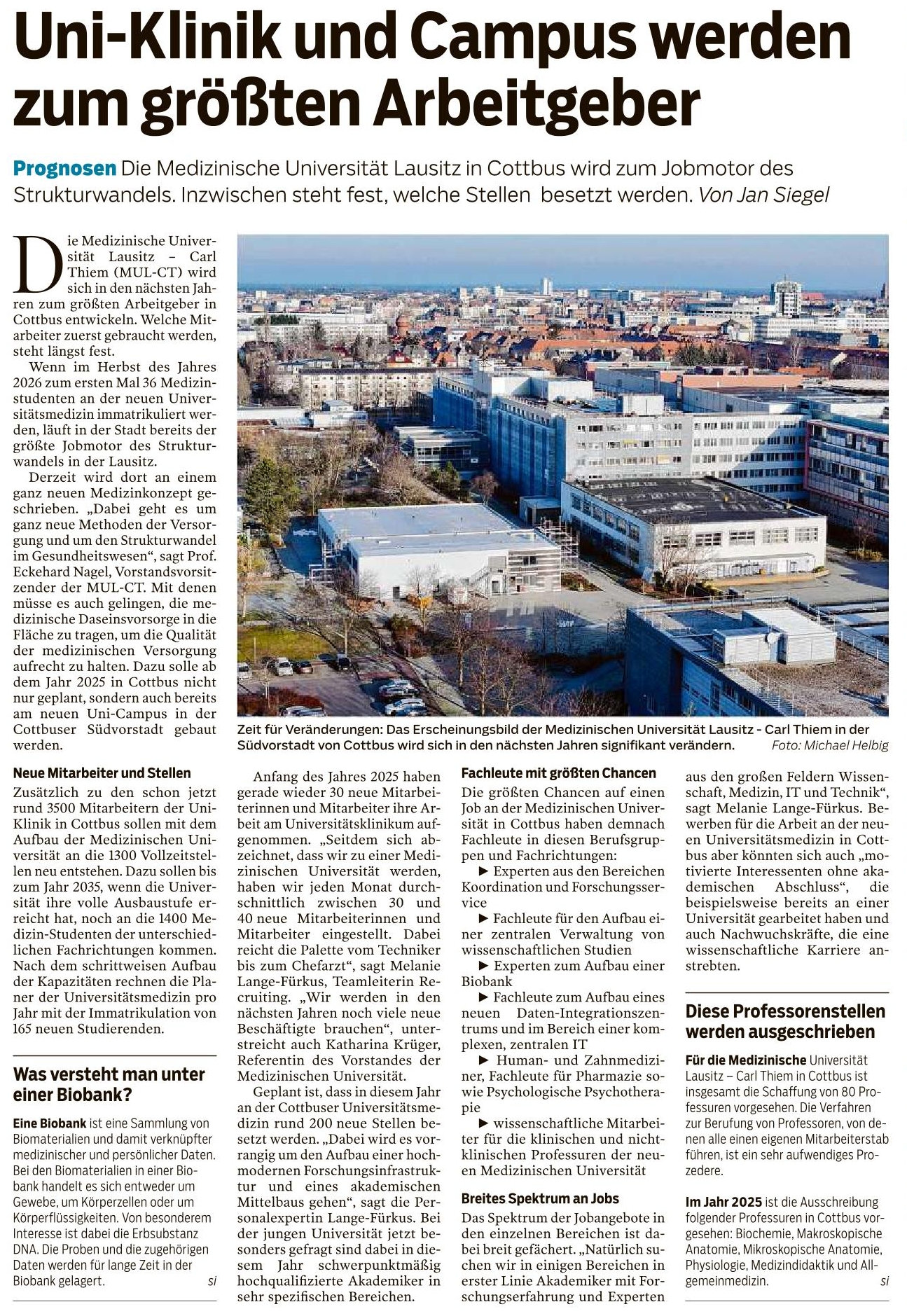 Uni-Klinik und Campus werden zum größten Arbeitgeber der Lausitz