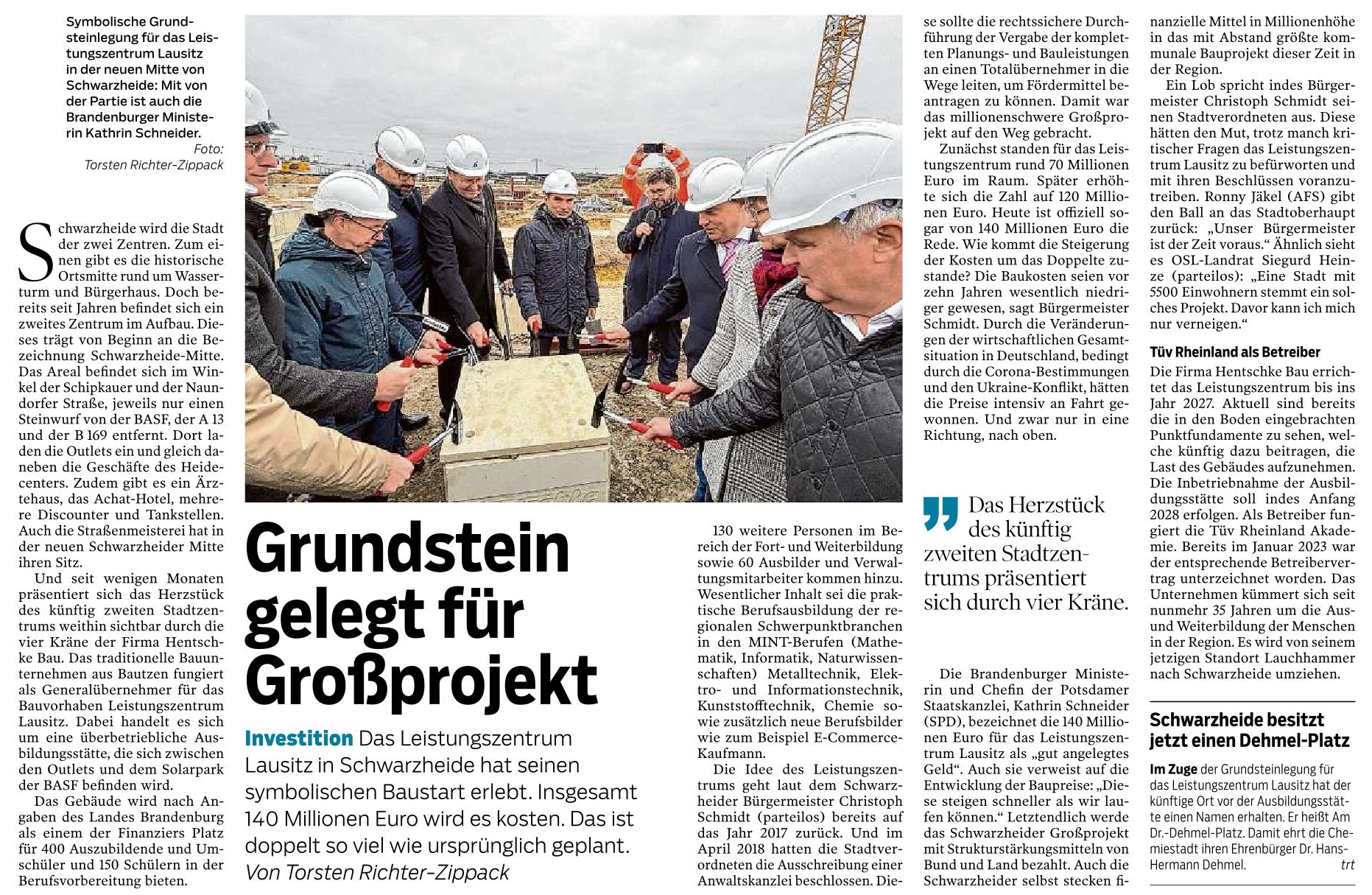 Grundsteinlegung für betriebsübergreifendes Ausbildungszentrum