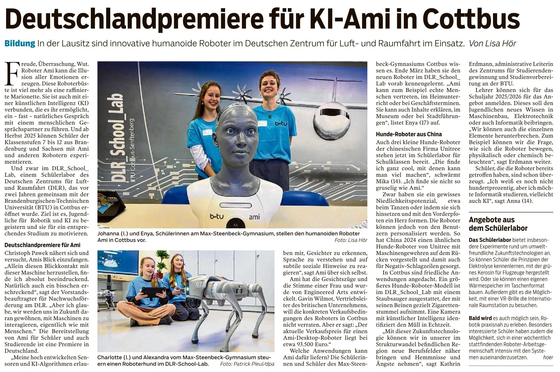 Cottbus, Deutschlandprämiere für eine Humanoidin