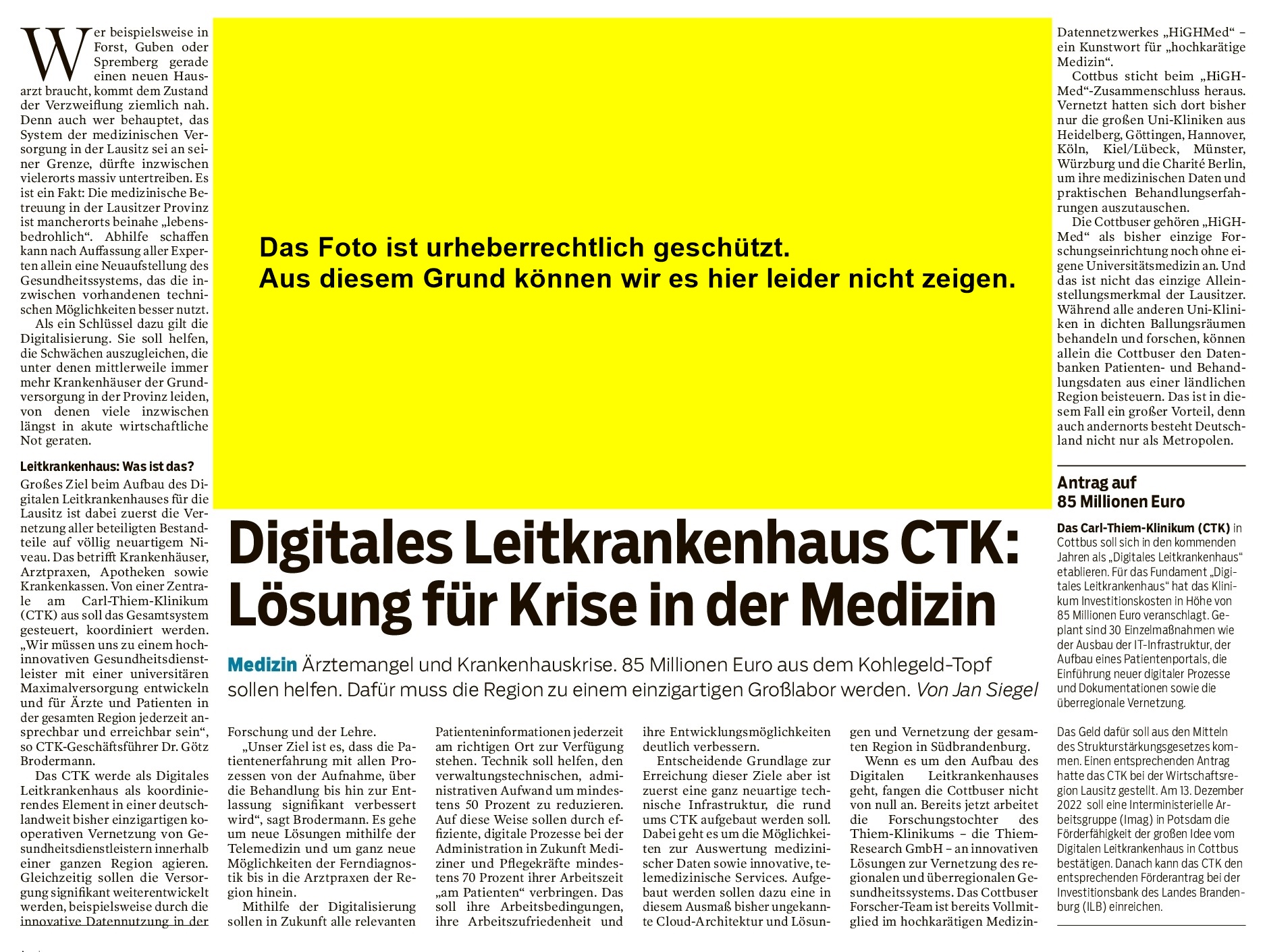 Megaprojekt und einmalig für Deutschland: Carl Thiem Klinikum wird zum digitalen Leitkrankenhaus 