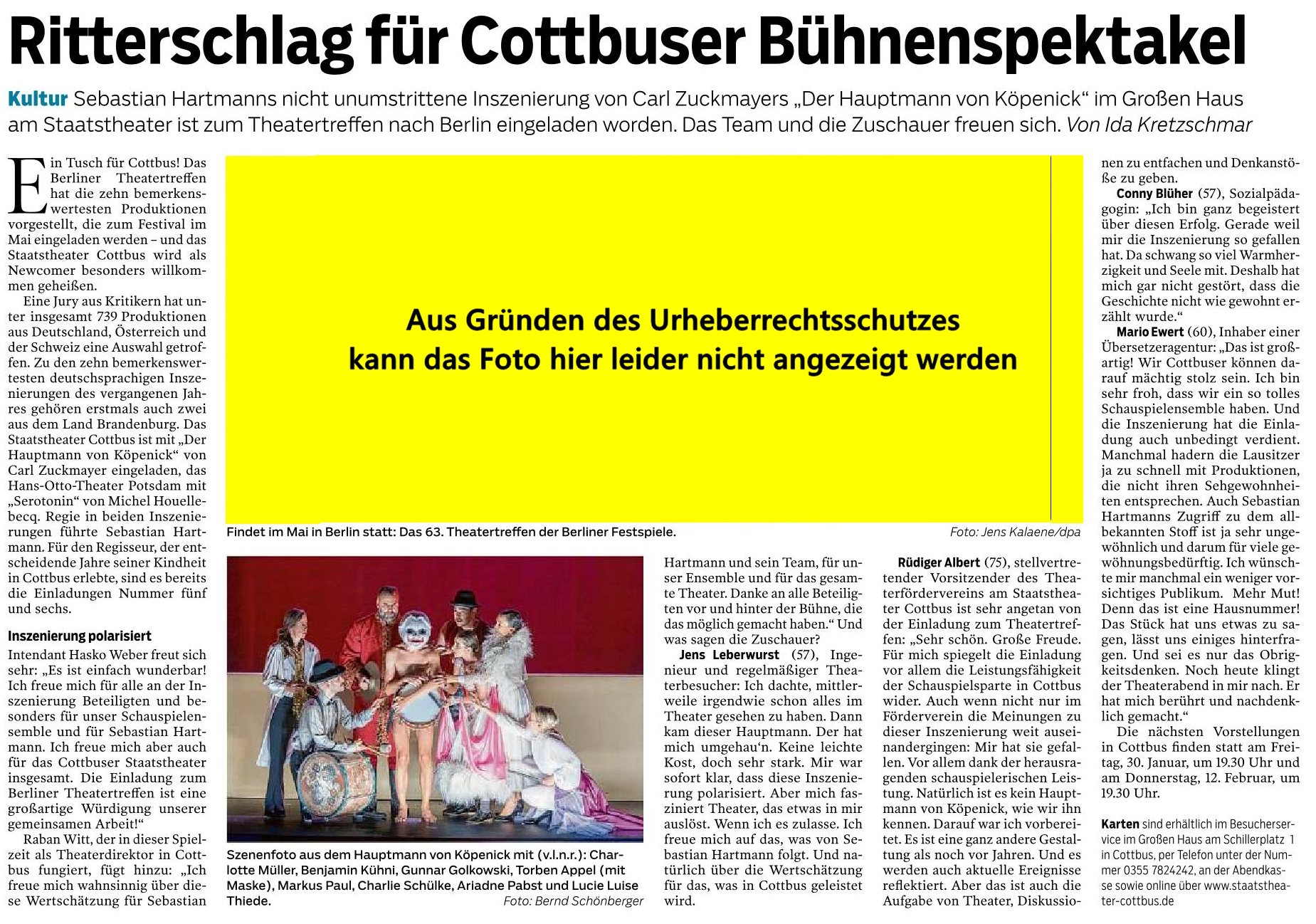 Ritterschlag für Cottbuser Bühnenspektakel