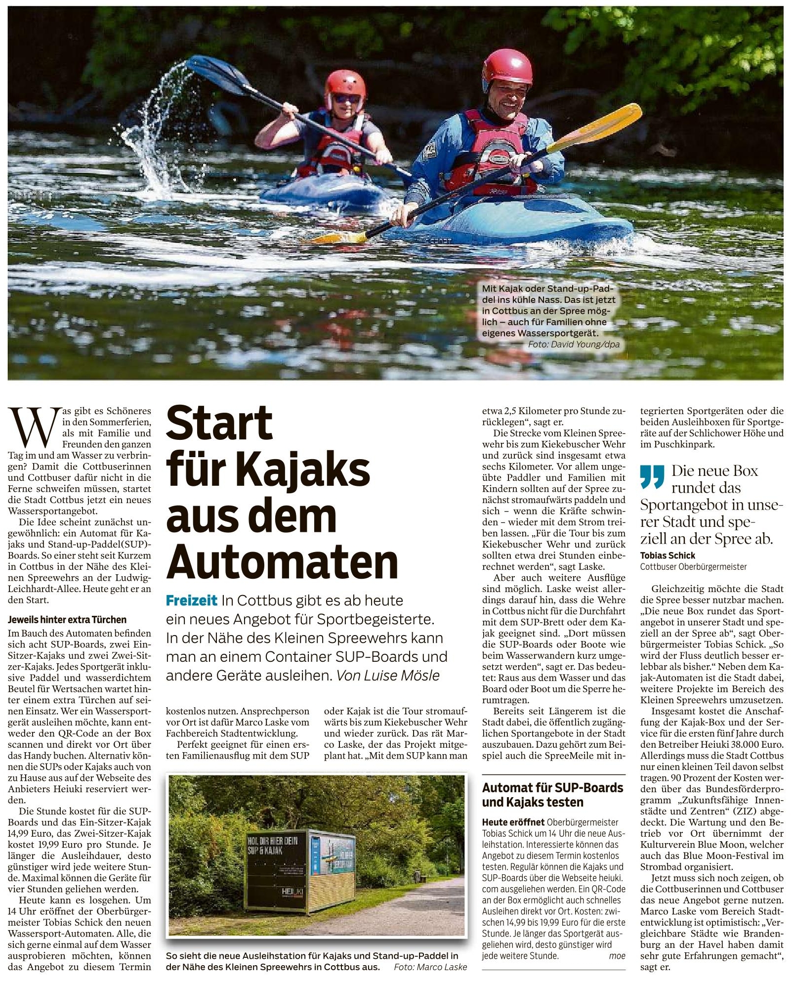 Cottbus - Start für Kajaks aus dem Automaten