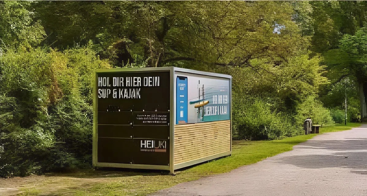 So sieht die neue Ausleihstation für Kajaks und Stand-up-Paddel in der Nähe des Kleinen Spreewehrs in Cottbus aus. 