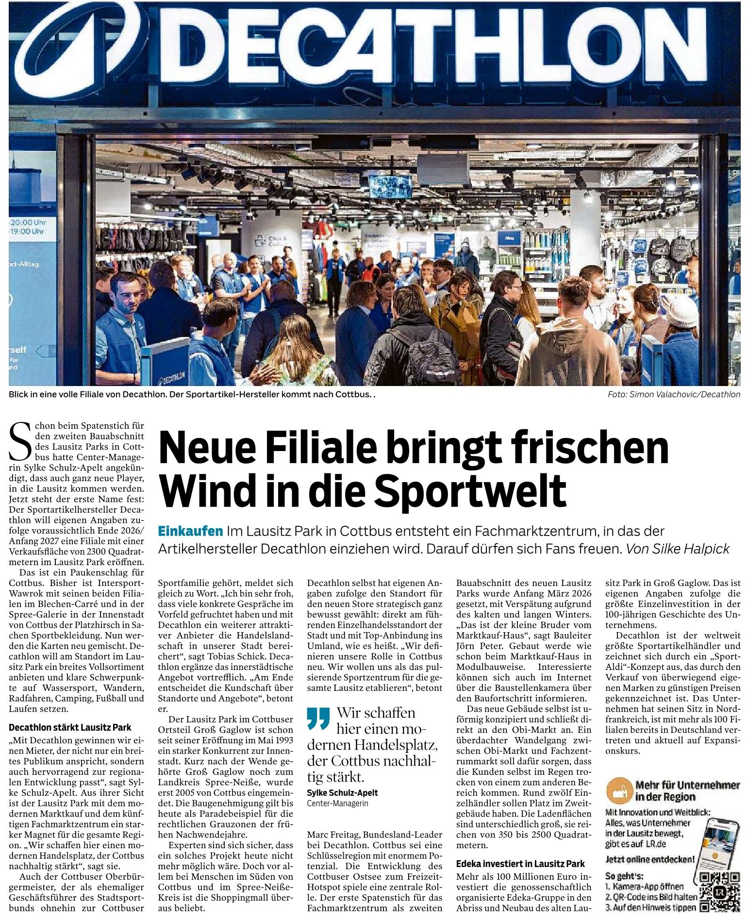 Decathlon kommt mit 2300 m² Filiale nach Cottbus