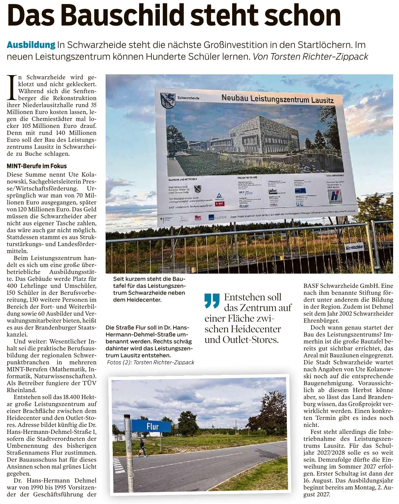 Schwarzheide bekommt Ausbildungszentrum für 140 Mio. €