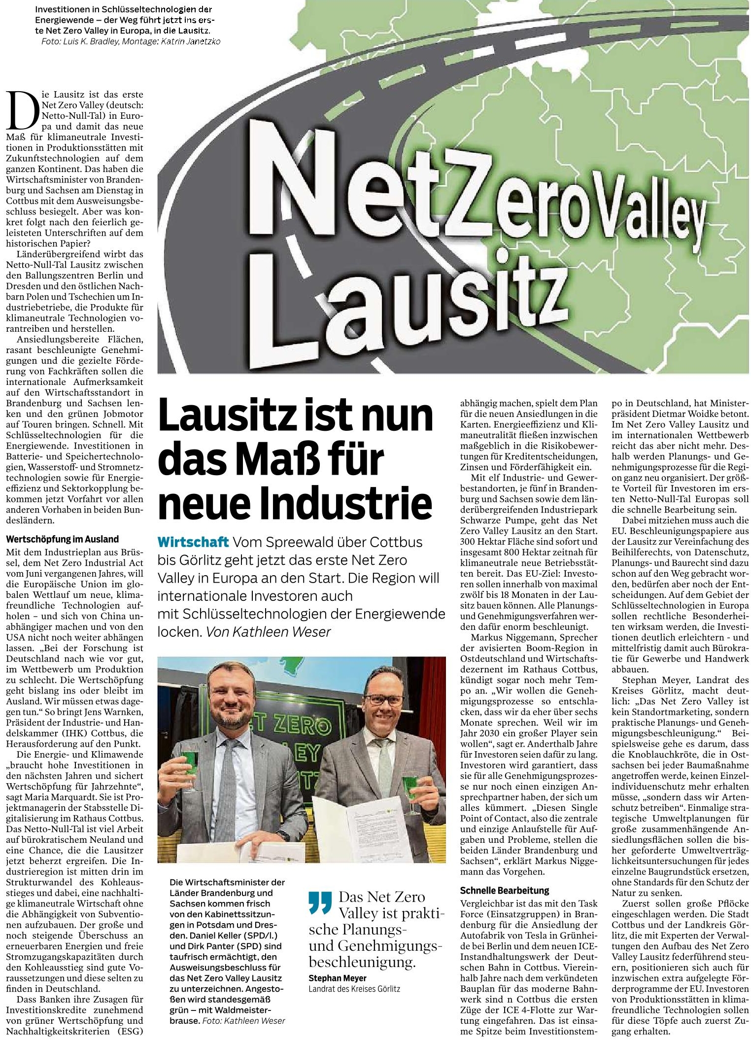 Net Zero Valley - Lausitz ist nun das Maß für neue Industrie
