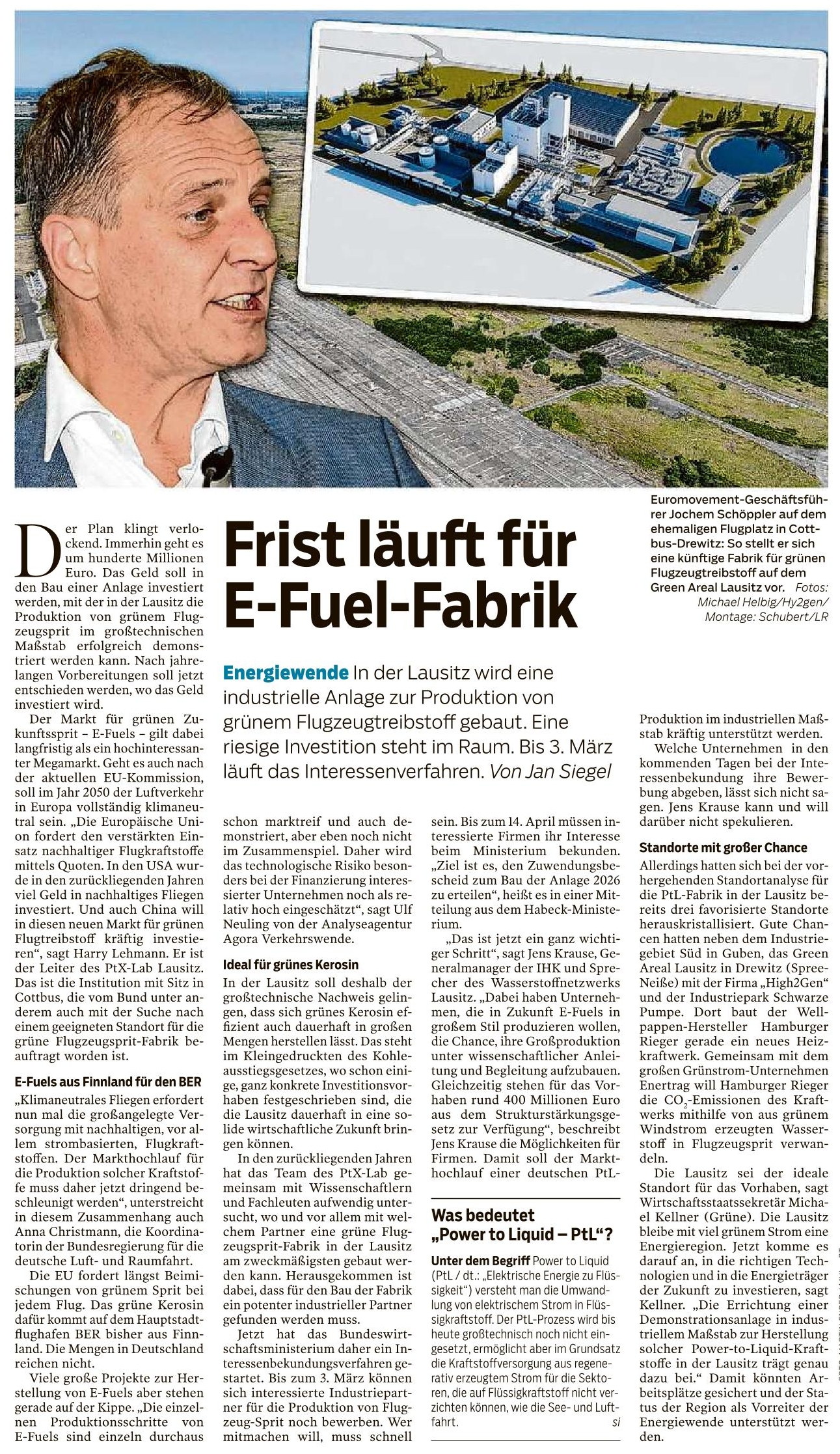  Frist für E-Fuel-Fabrik läuft ab
