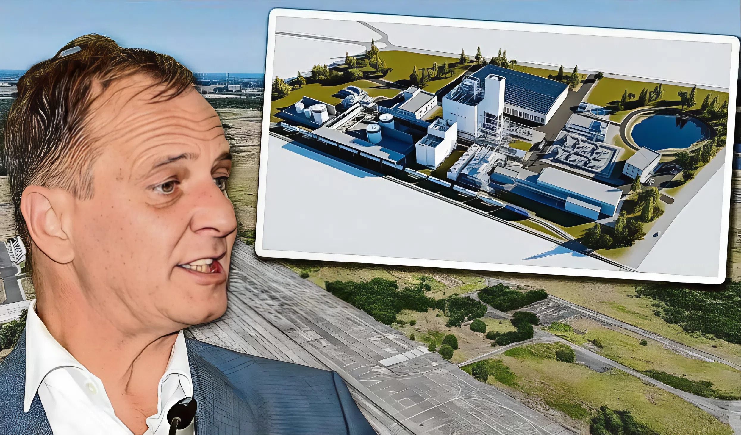  Euromovement-Geschäftsführer Jochem Schöppler auf dem ehemaligen Flugplatz in Cottbus-Drewitz: So stellt er sich eine künftige Fabrik für grünen Flugzeugtreibstoff auf dem Green Areal Lausitz vor.