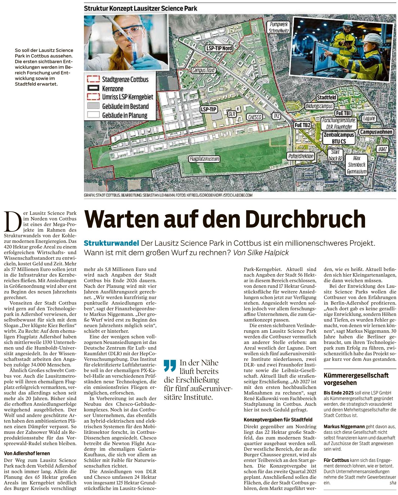 Das Megaprojekt ´Lausitz Science Park´ in Cottbus nimmt erste Konturen an