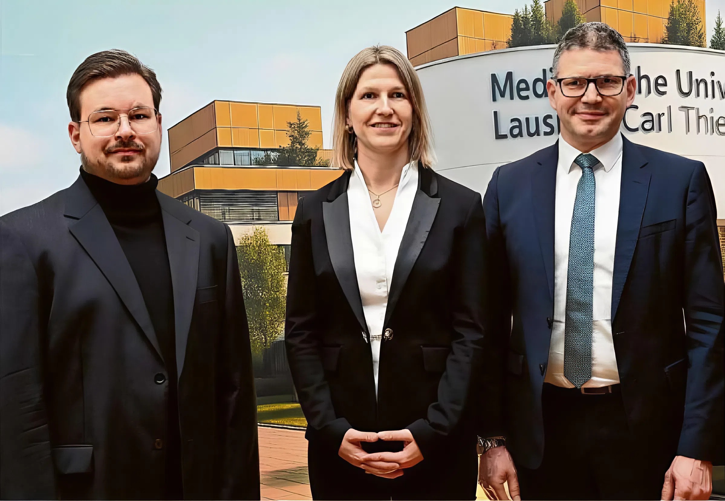 Expertise für die Medizinische Universität Lausitz-Carl Thiem: Die ersten drei Professuren sind mit externen Medizinern und Wissenschaftlern besetzt. Das sind Prof. Sven Schumann, Prof. Jeannine Schübel und Prof. Uwe Mars (v.l.).