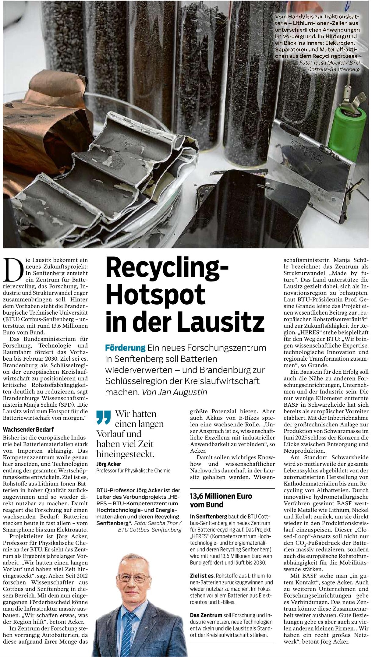 In Senftenberg entsteht ein Forschungszentrum für Batterierecycling