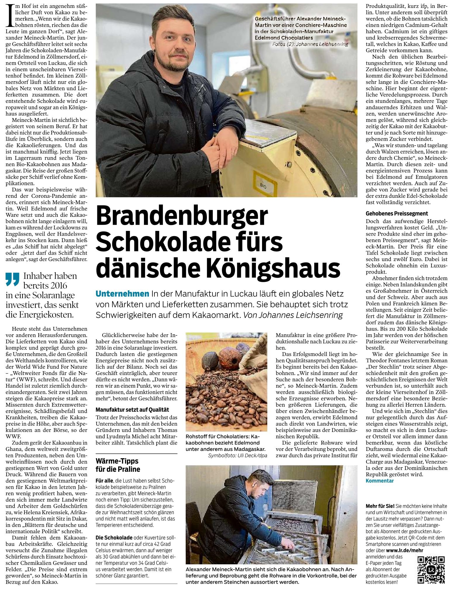 Luckauer Schokolade für das dänische Königshaus