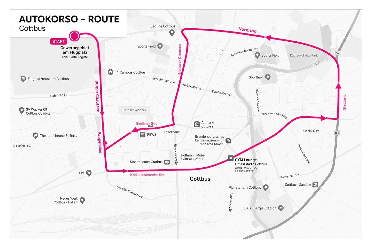 Die geplante Route für die Trucker und LKW Demo