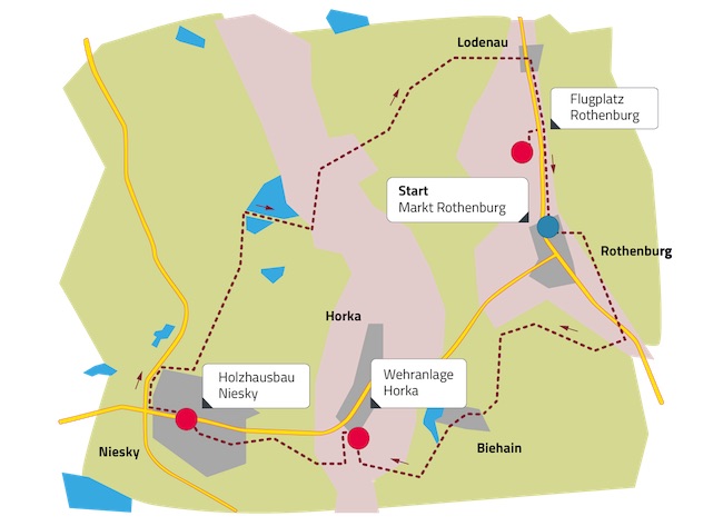 Die Strecke der diesjährigen SachsenEnergie-RundumTour führt durch das Lausitzer Neißeland. Start- und Zielpunkt der 45 Kilometer langen Rundtour ist Rothenburg/O.L.