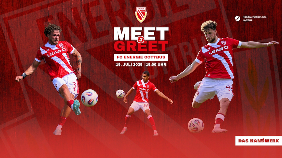 Fußball-Event mit den Energie Cottbus Profis: Henry Rorig, Nyamekye Awortwie-Grant und Tim Campulka (v.l.n.r.)