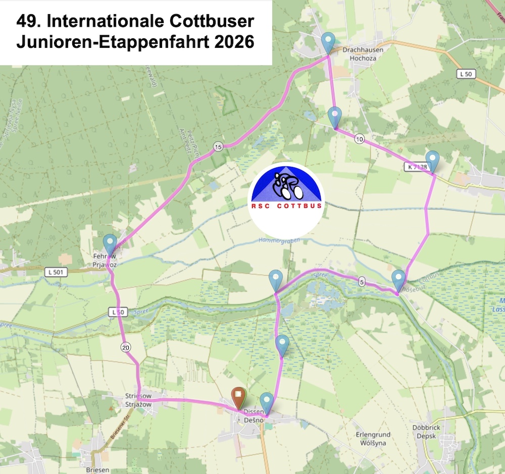 Darstellung der Tourstrecke rund um Dissen