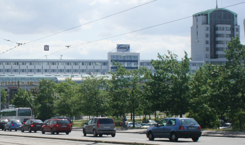 Das envia-Verwaltungsgebäude in Cottbus am Hauptbahnhof