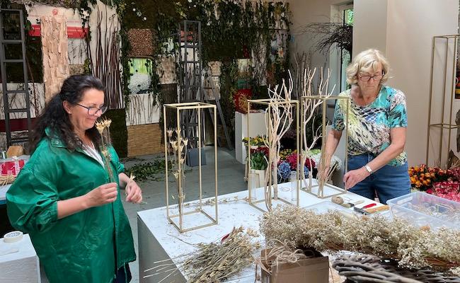 Aufbau der Schnittrosenschau in Forst