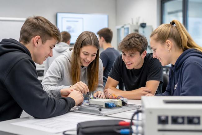 Schüler arbeiten beim Kennenlerntag am OSZ Elbe-Elster gemeinsam an einem praxisnahen Technikprojekt und gewinnen Einblicke in moderne Ausbildungsrichtungen.