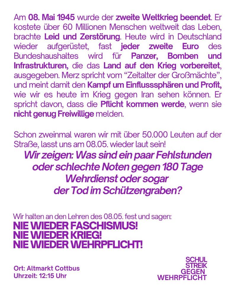Flyer Seite 2 zum Schulstreik Cottbus am 8. Mai