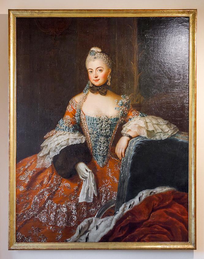 Joachim Martin Falbe (1709–1782) Anna Elisabeth Louise von Brandenburg-Schwedt (1738–1820), Prinzessin Ferdinand von Preußen um 1755 – Öl auf Leinwand Sammlung Dohna-Schlobitten in Doberlug. Eigentum der Stiftung Preußische Schlösser und Gärten Berlin-Brandenburg, erworben mit Mitteln der Stiftung Deutsche Klassenlotterie Berlin.