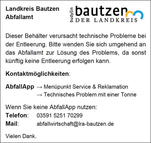 Dies ist der Hinweis für die blaue Tonne