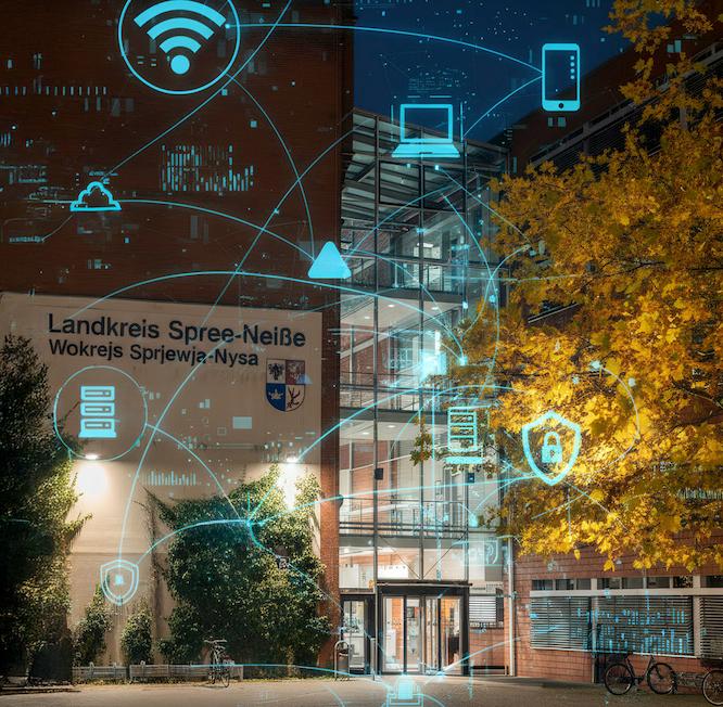 Symbolgrafik für die digitale Daten-Verarbeitung im Landkreis