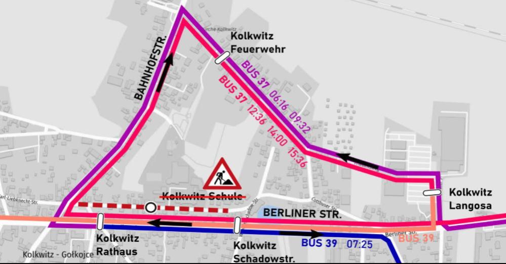 Sperrung der Karl-Liebknecht-Straße in Kolkwitz
