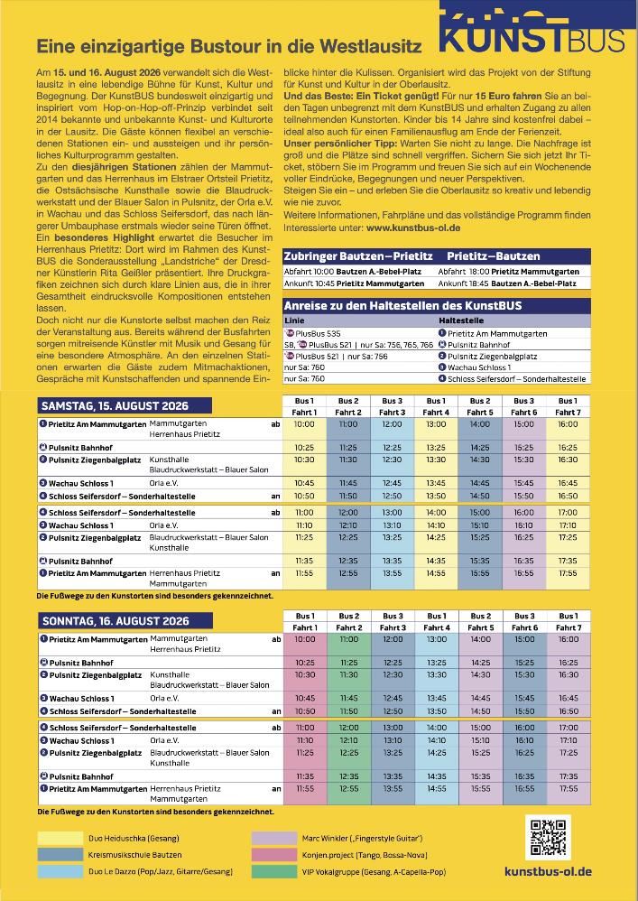 Fahrplan zur Aktion Kunstbus