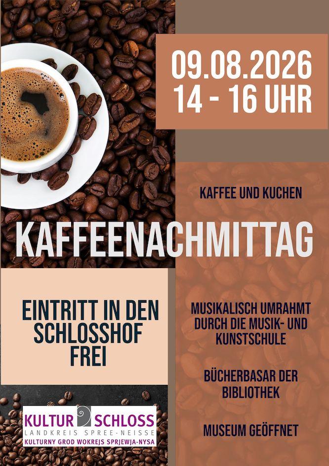 Das Plakat zum Kaffeenachmittag im Schlosshof