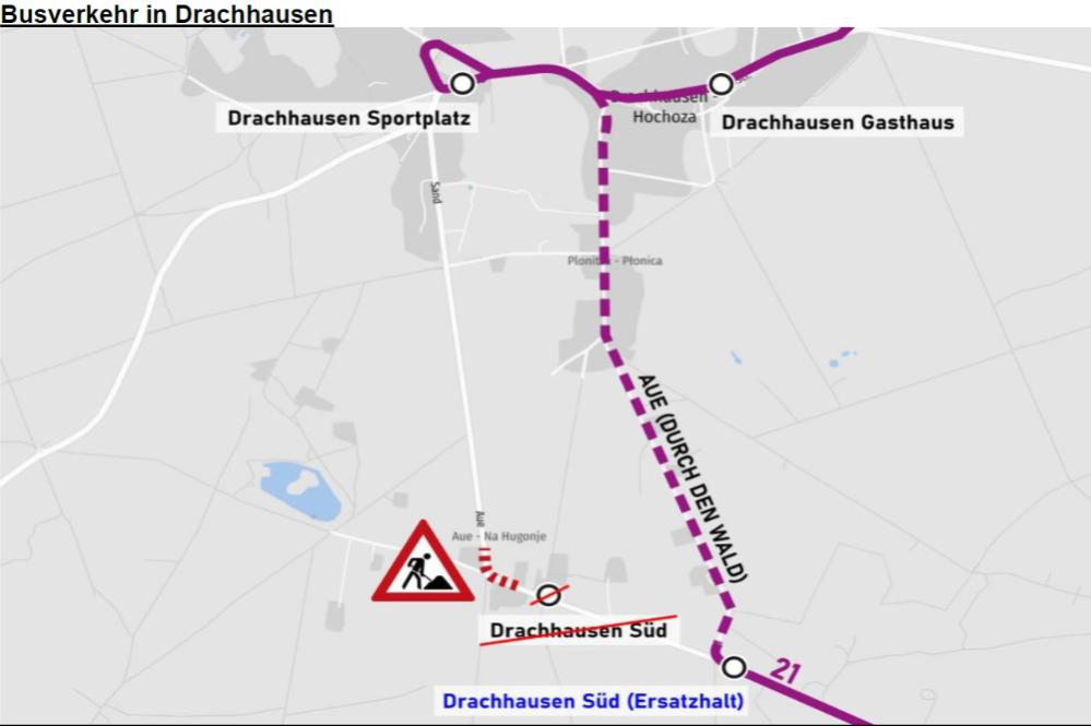 Darstellung der Straßenenschränkungen in Drachhausen