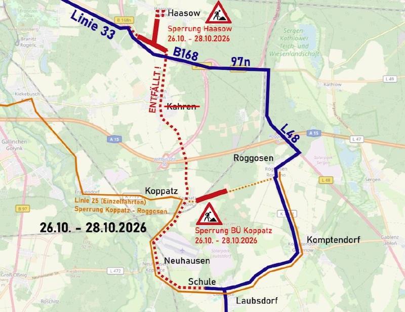 Umleitungsführung bei Haasow