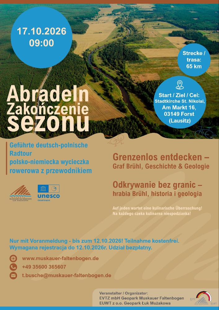 Werbegrafik zu:  Abradeln im Geopark Muskauer Faltenbogen am 17. Oktober 2026