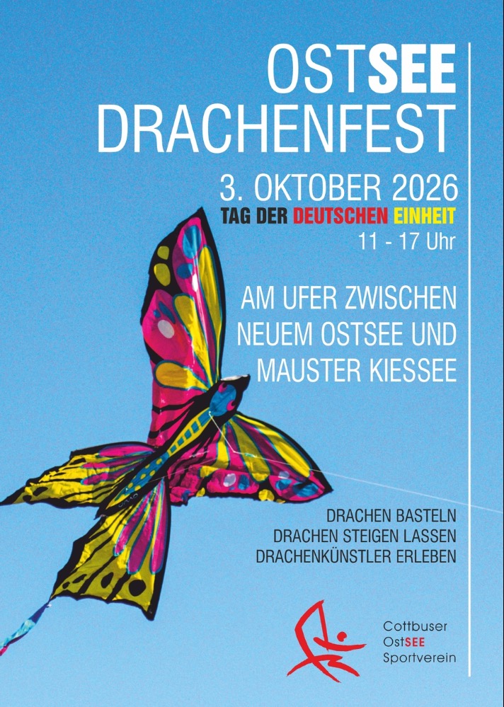 Flyer mit allen wichtigen Informationen zum Drachenfest am 3. Oktober 2026